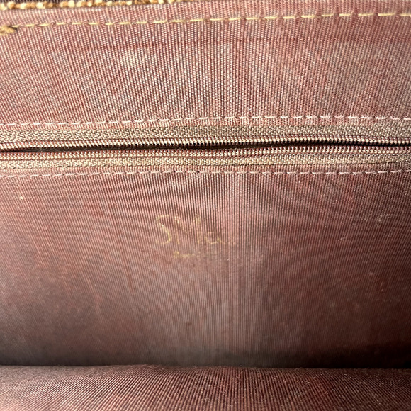 Vintage Chenille Corduroy Crossbody Purse Lock Buckle Leather Mod Retro Mob Wife - Picture 8 of 16